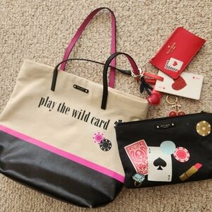 Kate Spade Las Vegas Tote, Pouch And Charms